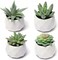 4-Pack Artificial Succulent Plants in Ceramic Pots – Realistic Mini Faux Green Plants for Desk, Bedroom, Bathroom, Office & Shelf Home Decor (Women’s Room Aesthetic Decor Set)